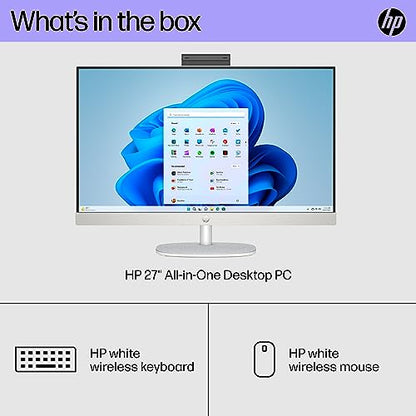 HP 27 inch All-in-One Desktop PC, FHD Display, 13th Generation Intel Core i7-1355U, 12 GB RAM, 512 GB SSD, Intel Iris Xe Graphics, Windows 11 Pro, 27-cr0082 (2023),Black