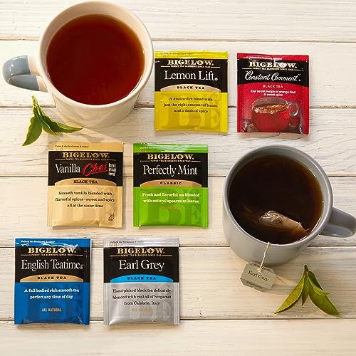 Bigelow Tea Black Tea 6 Flavor Variety Pack, Caffeinated Tea with Mint, Lemon, Constant Comment, English Teatime, Earl Grey, and Vanilla Chai, 20 Count Box (Pack of 6), 120 Total Tea Bags