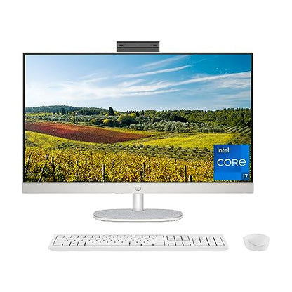 HP 27 inch All-in-One Desktop PC, FHD Display, 13th Generation Intel Core i7-1355U, 12 GB RAM, 512 GB SSD, Intel Iris Xe Graphics, Windows 11 Pro, 27-cr0082 (2023),Black