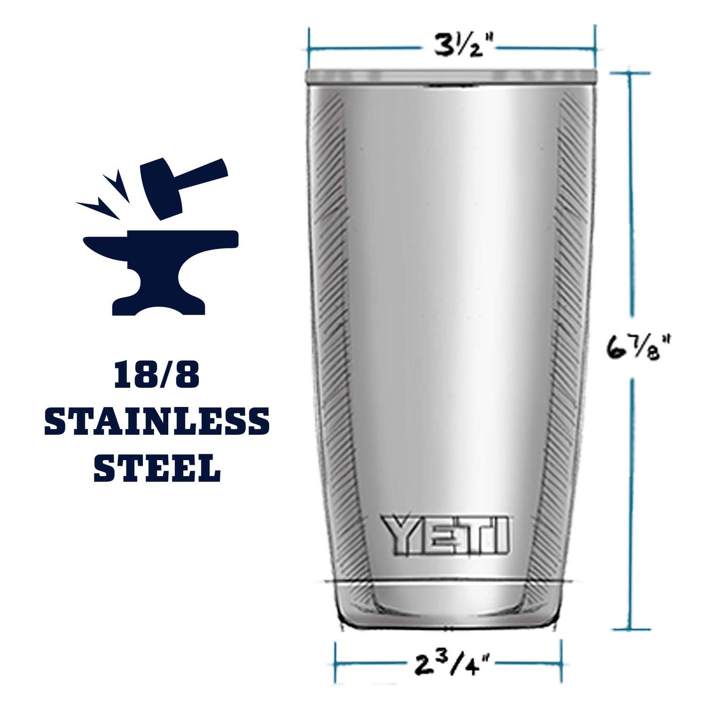 YETI Rambler 20 oz Tumbler, Stainless Steel, Vacuum Insulated with MagSlider Lid, Black