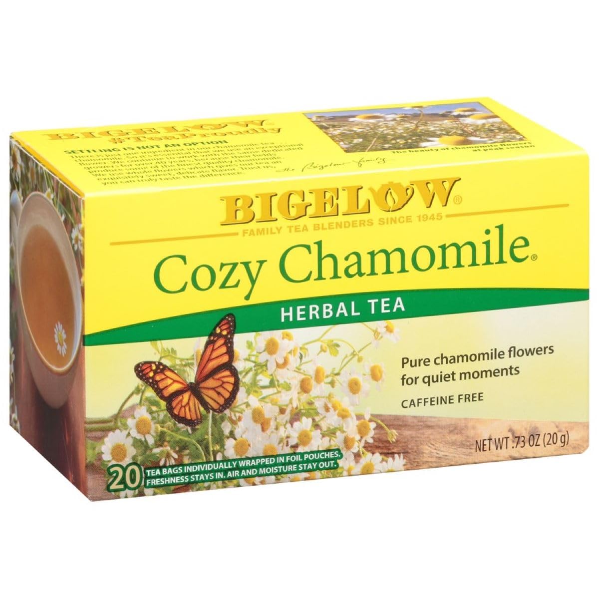 Bigelow Tea Cozy Chamomile Herbal Tea, Caffeine Free Tea with Chamomile Flowers, 20 Count Box (Pack of 6), 120 Total Tea Bags