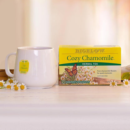 Bigelow Tea Cozy Chamomile Herbal Tea, Caffeine Free Tea with Chamomile Flowers, 20 Count Box (Pack of 6), 120 Total Tea Bags