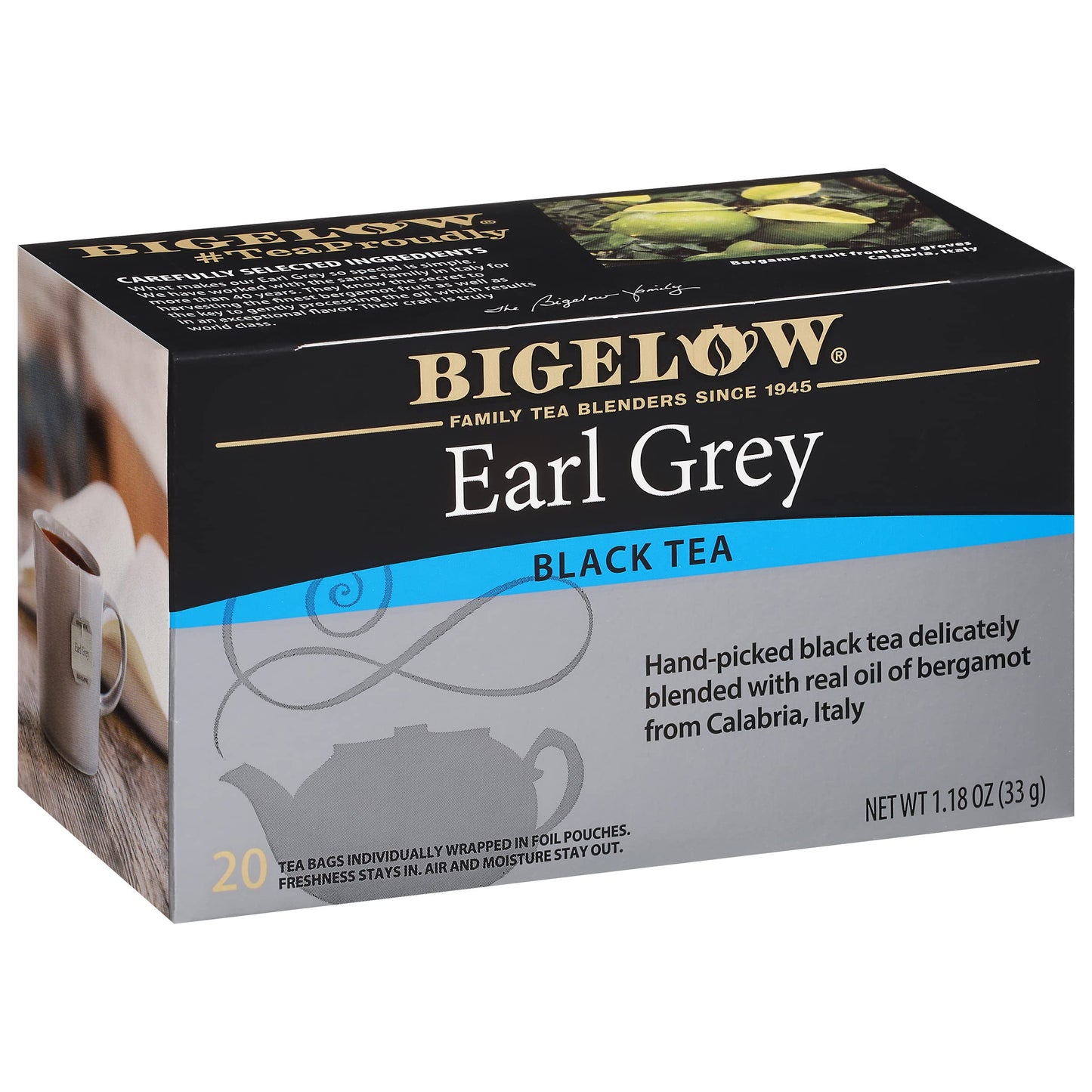 Bigelow Tea Earl Grey Black Tea, Caffeinated Tea, 20 Count Box (Pack of 6), 120 Total Tea Bags