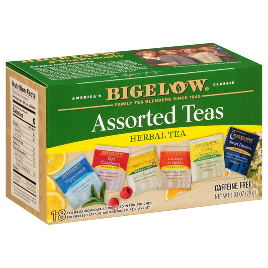 Bigelow Tea Assorted Herbal Tea Variety, Caffeine Free Tea with Mint, Lemon, Chamomile, Orange or Herbal Teas, 18 Count Box (Pack of 6), 108 Total Tea Bags (Packaging and Flavor Assortment May Vary)