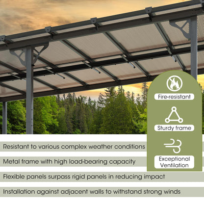 Aoxun 10’x 14’ Gazebo, Wall Mounted Gazebos Pergola on Clearance, Outdoor Patio, Gazebo Awnings with Sloped Roof, for Porch, Deck, Backyard