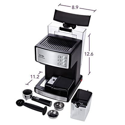 Mr. Coffee Espresso and Cappuccino Machine, Programmable Coffee Maker with Automatic Milk Frother and 15-Bar Pump, Stainless Steel