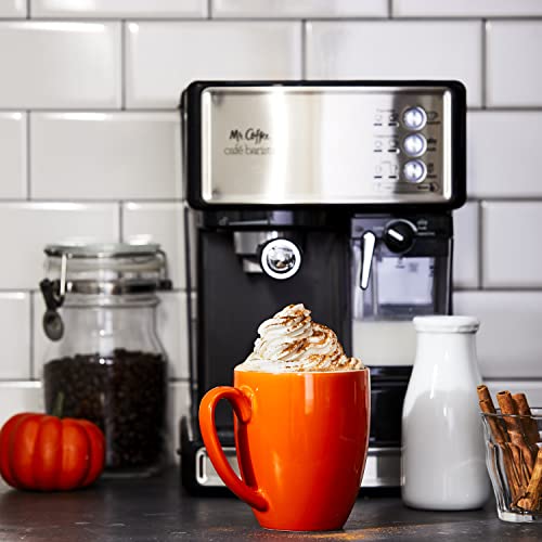 Mr. Coffee Espresso and Cappuccino Machine, Programmable Coffee Maker with Automatic Milk Frother and 15-Bar Pump, Stainless Steel