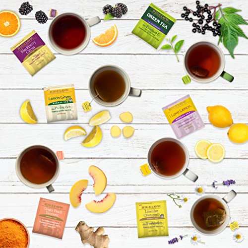 Bigelow Immunity Variety Pack, Caffeinated Green and Caffeine Free Herbal Teas (Pack of 6), 110 Total Tea Bags