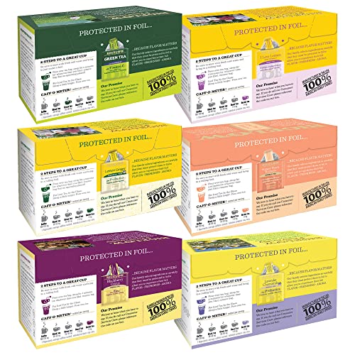 Bigelow Immunity Variety Pack, Caffeinated Green and Caffeine Free Herbal Teas (Pack of 6), 110 Total Tea Bags